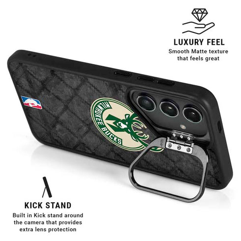 NBA Milwaukee Bucks Rusted Dark Galaxy S25 Ultra Kickstand Case